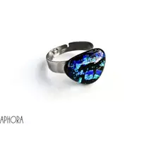 Kék dichroic háromszög olvasztott üveggyűrű